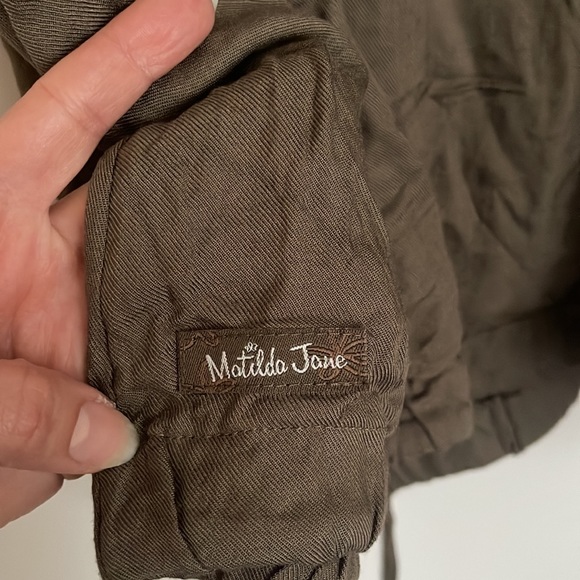 Matilda Jane Ambitious You Olive Green Cargo Utility Crochet Lace Vest - Picture 4 of 5